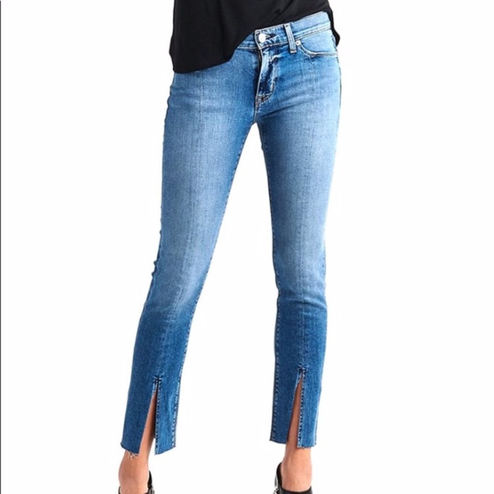 $215 NWT HUDSON DAMAGE jean mid rise NICO SLIT